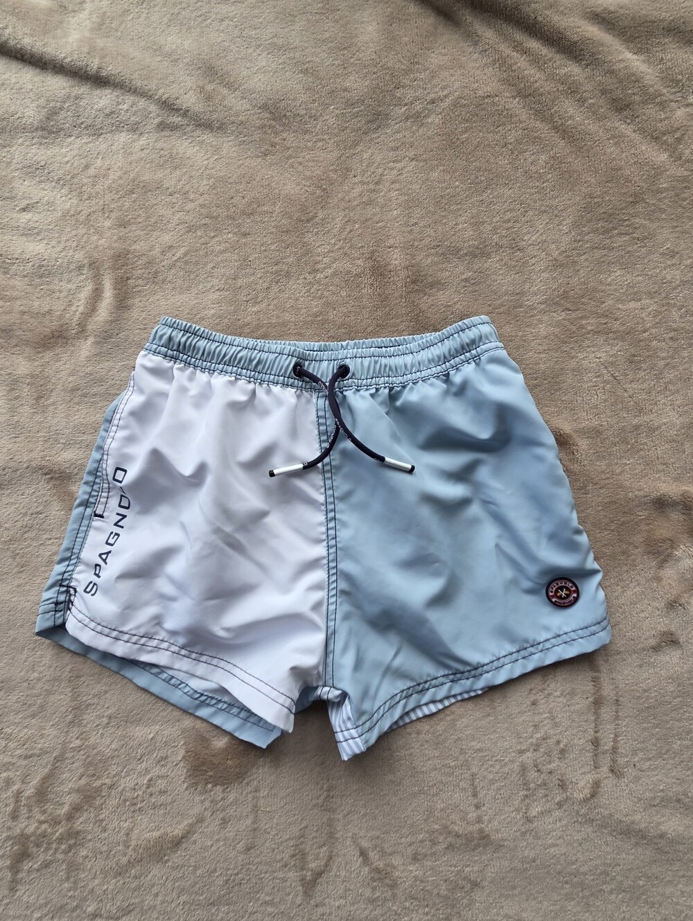 Spagnolo Two-Tone Light Blue & White Swim Shorts Size 14 Youth